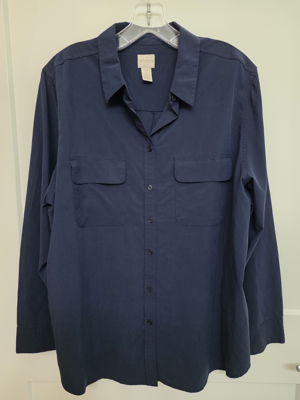 Chico's Navy Long-Sleeve Button-Front Shirt